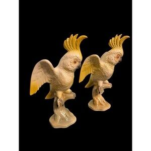 Brad Keeler  Cockatoo 10 5/8" Birds Pair Rare Vintage